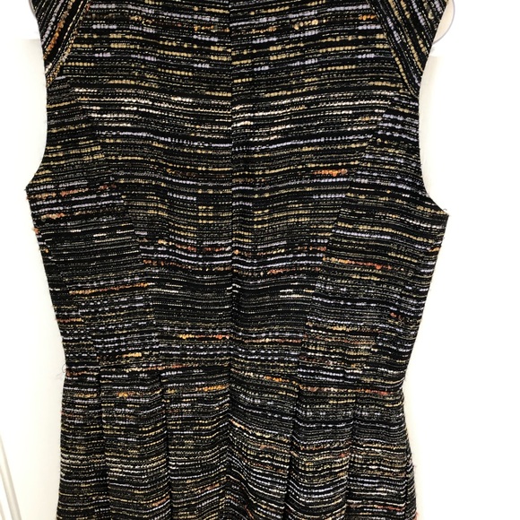 Shoshanna Black Metallic Gold Cocktail Fit Flare Mini Dress 6 Small S - Picture 11 of 13